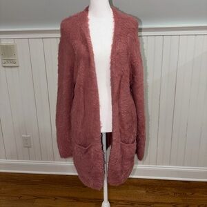 Free People Fuzzy Pink Cardigan